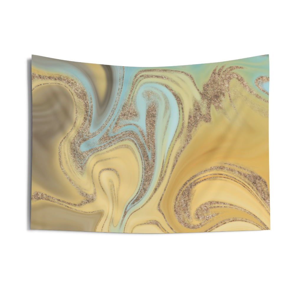 Abstract Tapestry | Teal Yellow Gold