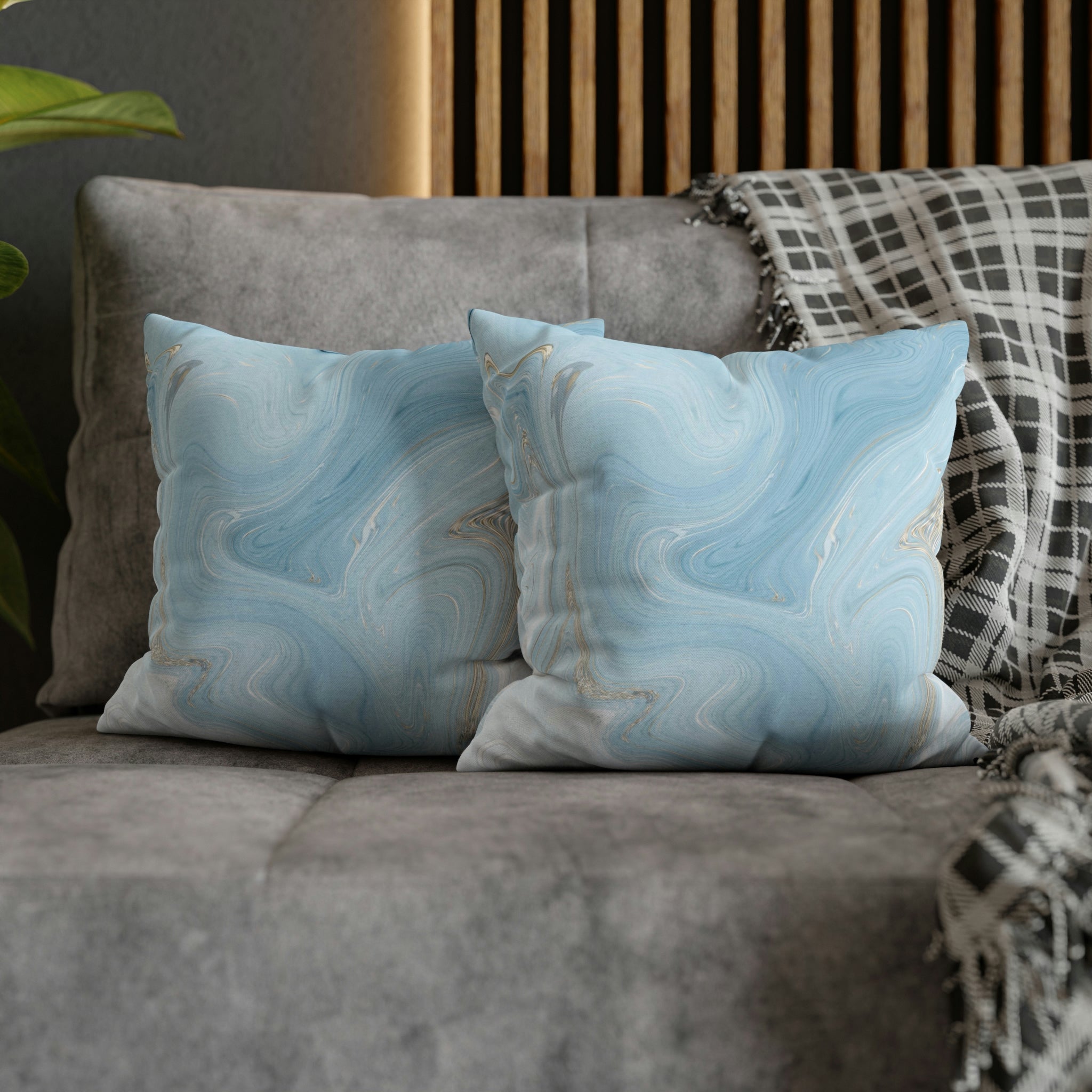 Abstract Pillow Cover | Pale Sky Blue Marble Print