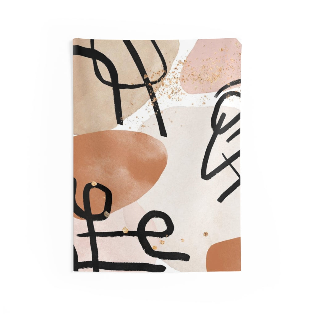 Abstract Tapestry | Beige Rust Black Blush Pink