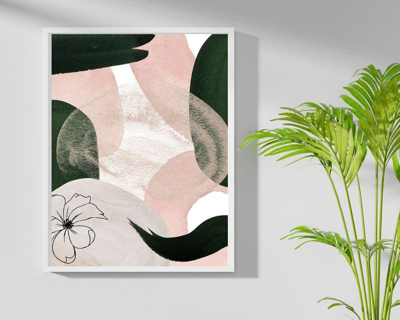 Abstract Boho Art Prints | Beige Pink Green Gold