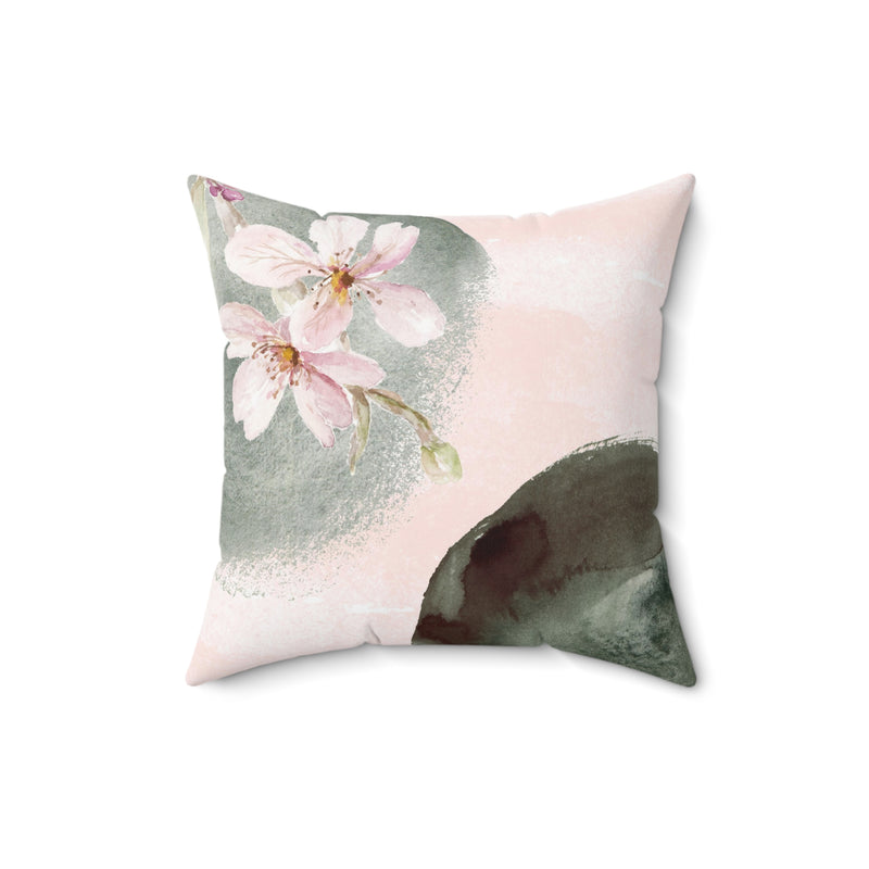 Abstract Floral Pillow Cover | Blush Pink Green Ombre