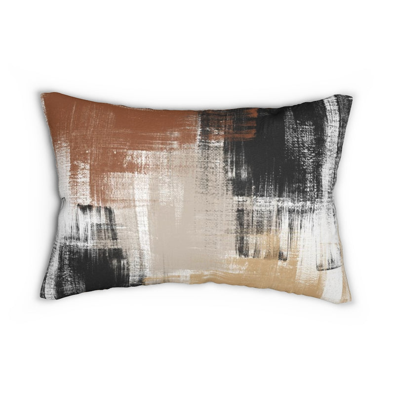 Abstract Boho Lumbar Pillow | Beige Black White Brown