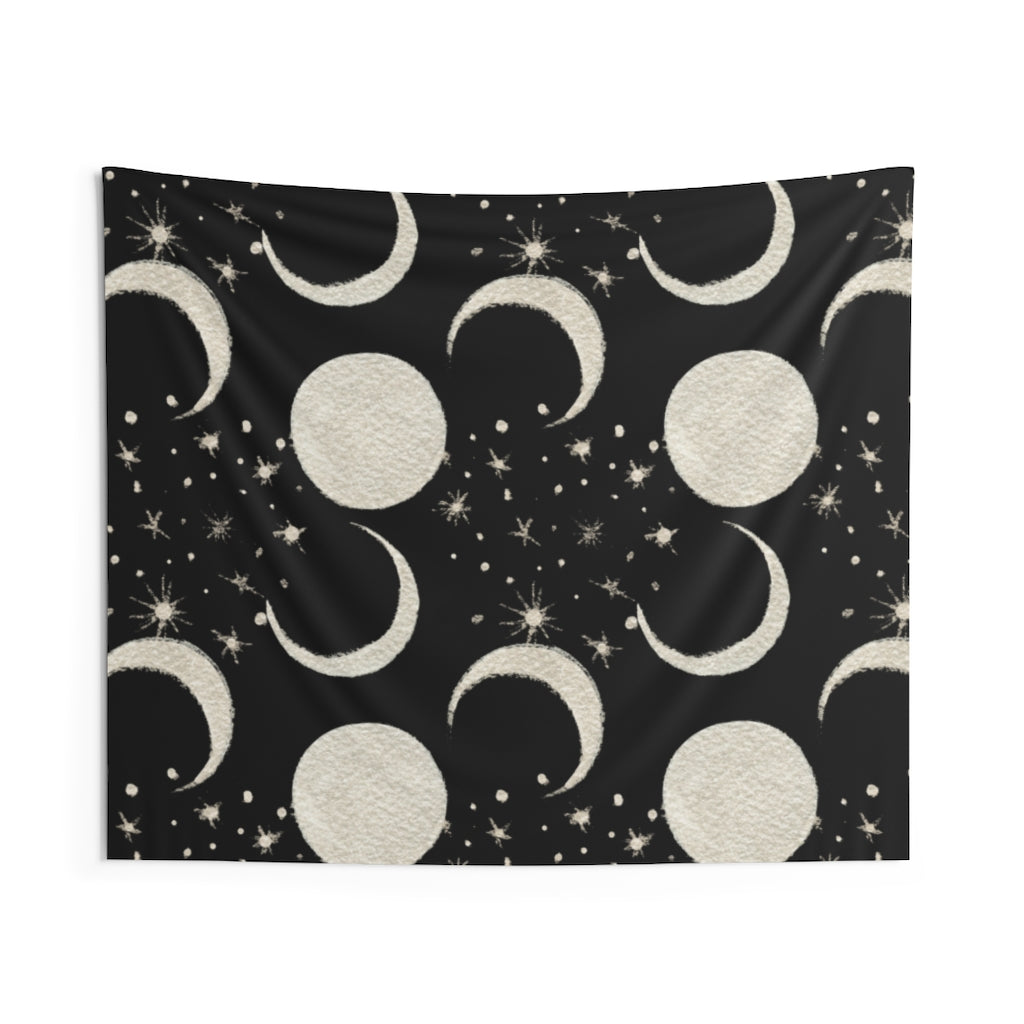 Mystical Tapestry | Beige Black Moon Phases