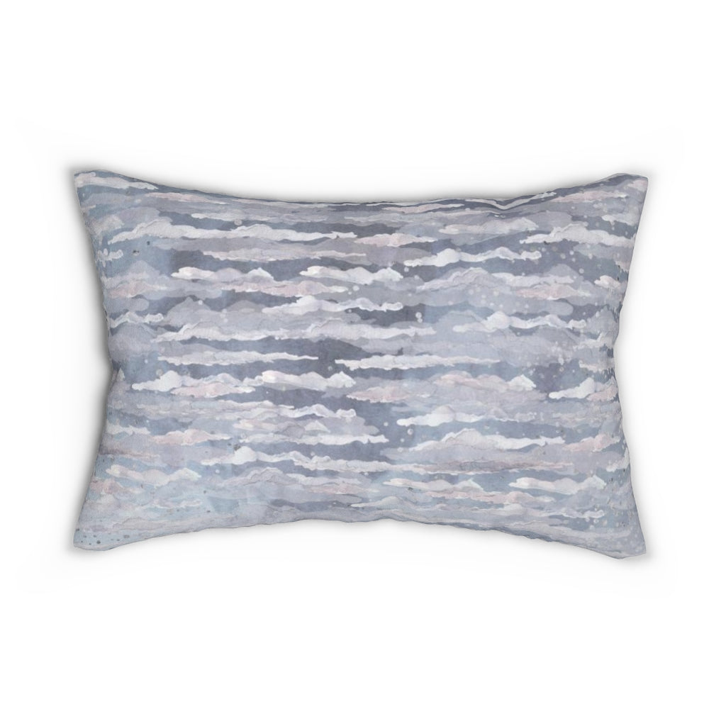 Abstract Boho Lumbar Pillow | Dusty Blue Pink