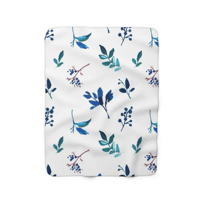 Floral Boho Comfy Blanket | Teal Blue White