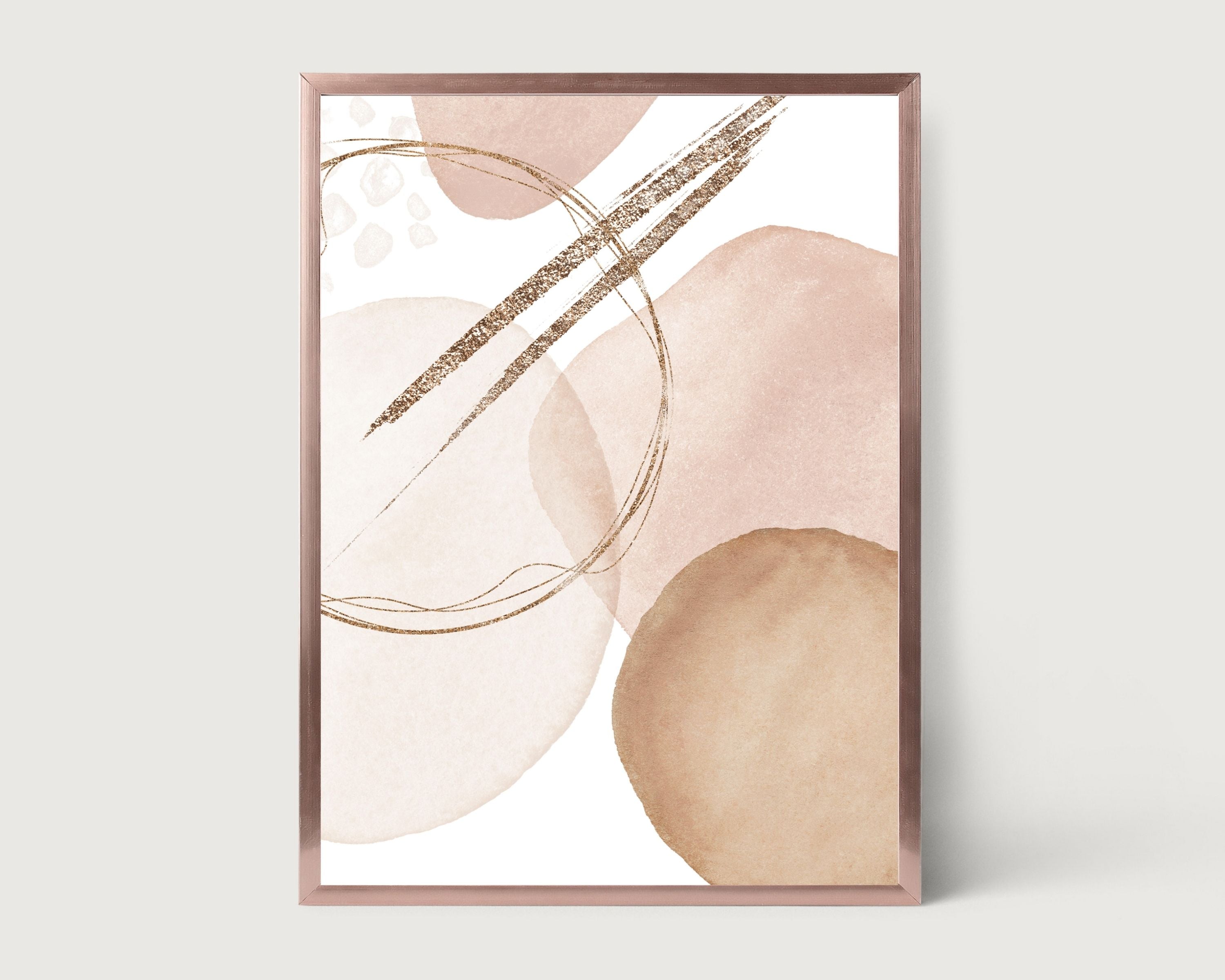 Abstract Boho Art Prints | Beige Rose Gold