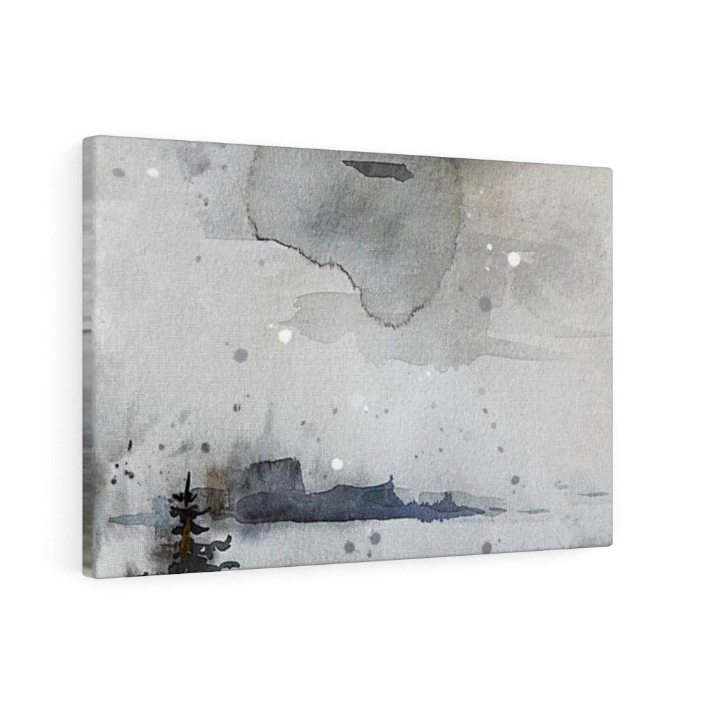 WHIMSICAL WALL CANVAS ART | Grey Navy Blue Black Lake