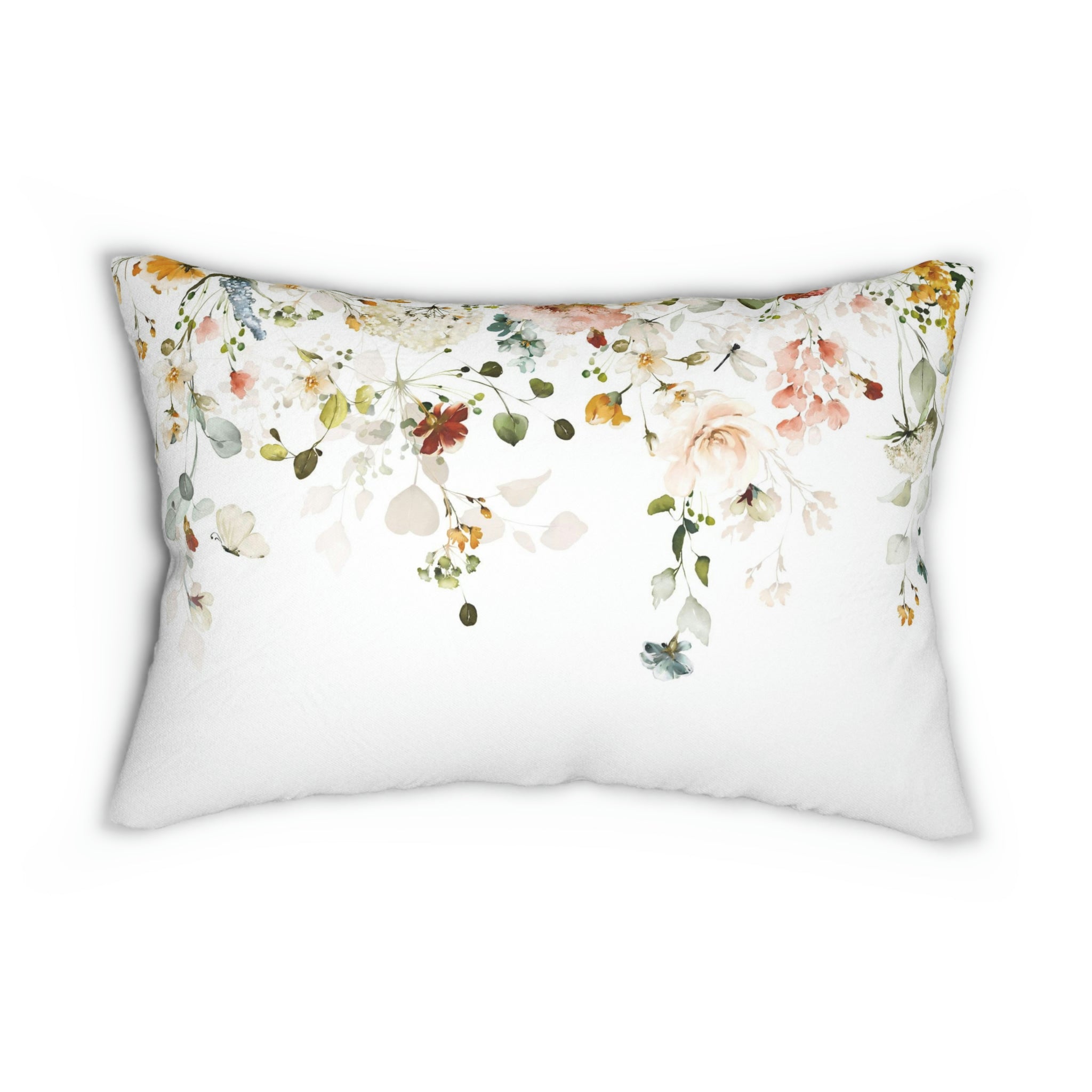 Botanical Lumbar Pillow | White, Blush, Green Spring Florals