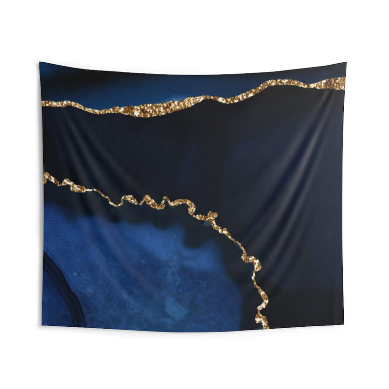 Abstract Tapestry | Royal Indigo Blue Gold