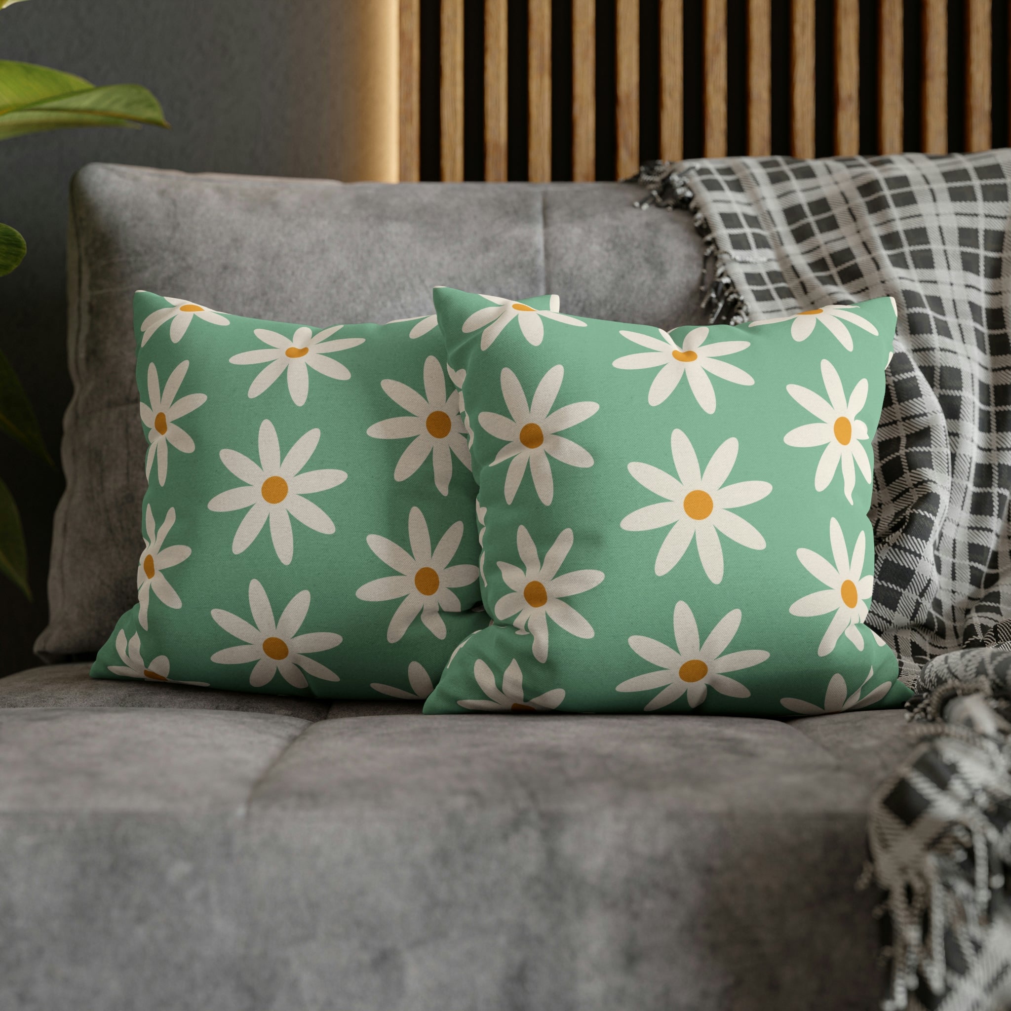 Groovy Pillow Cover | Green White Floral