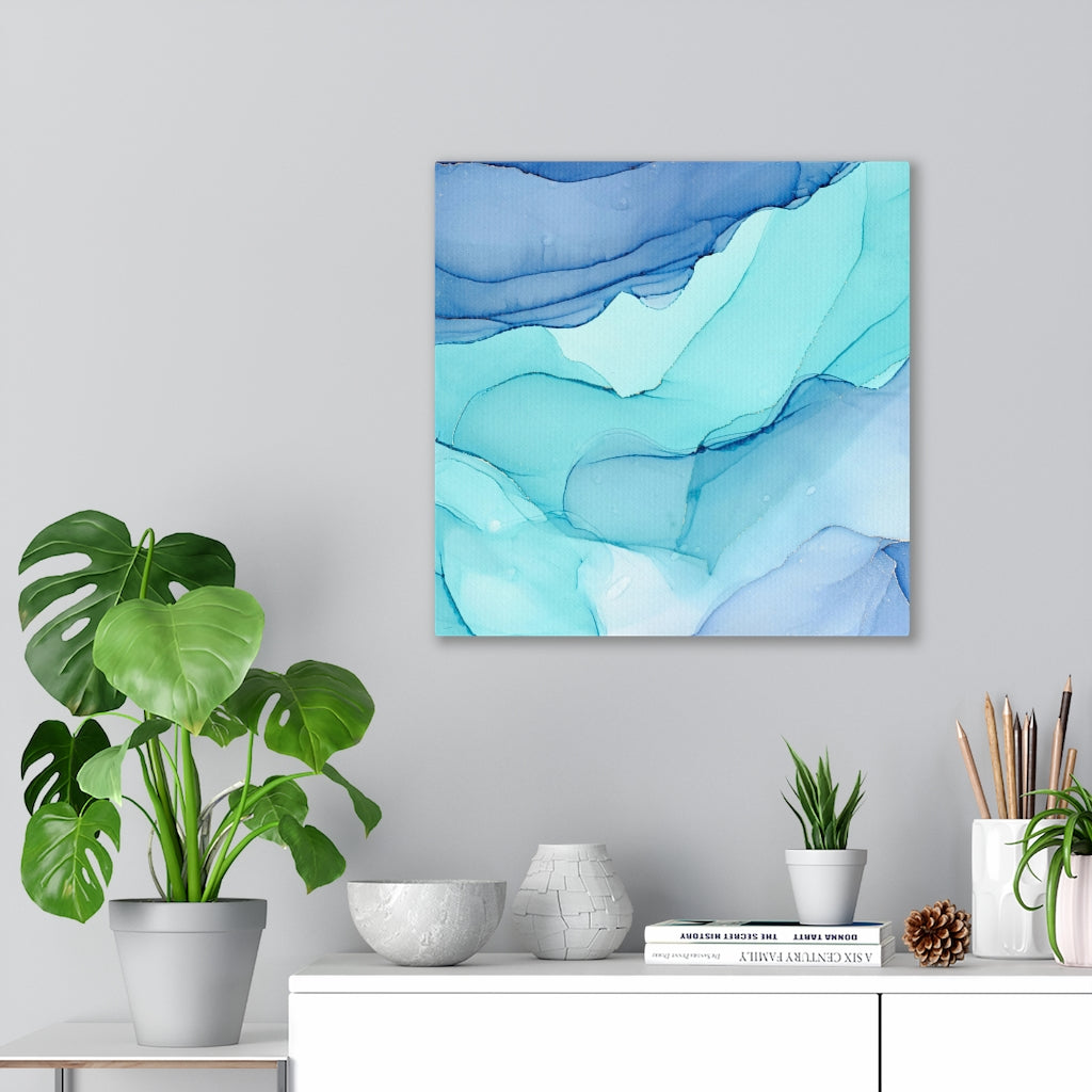 Abstract Canvas Art | Teal Blue