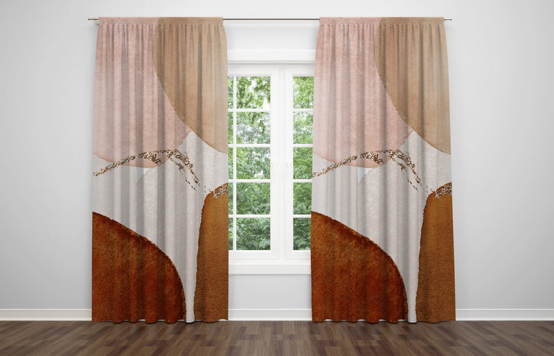 Abstract Window Curtains | Rust Beige
