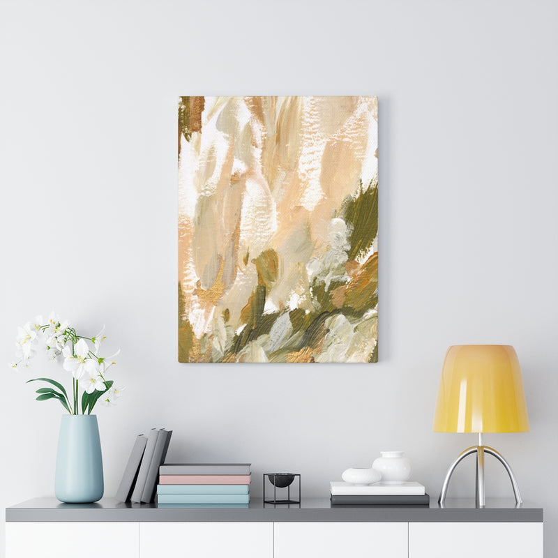 Abstract Canvas Art | Brown White Beige Green