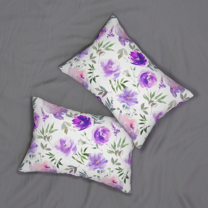 Floral Boho Lumbar Pillow | Purple Peonies