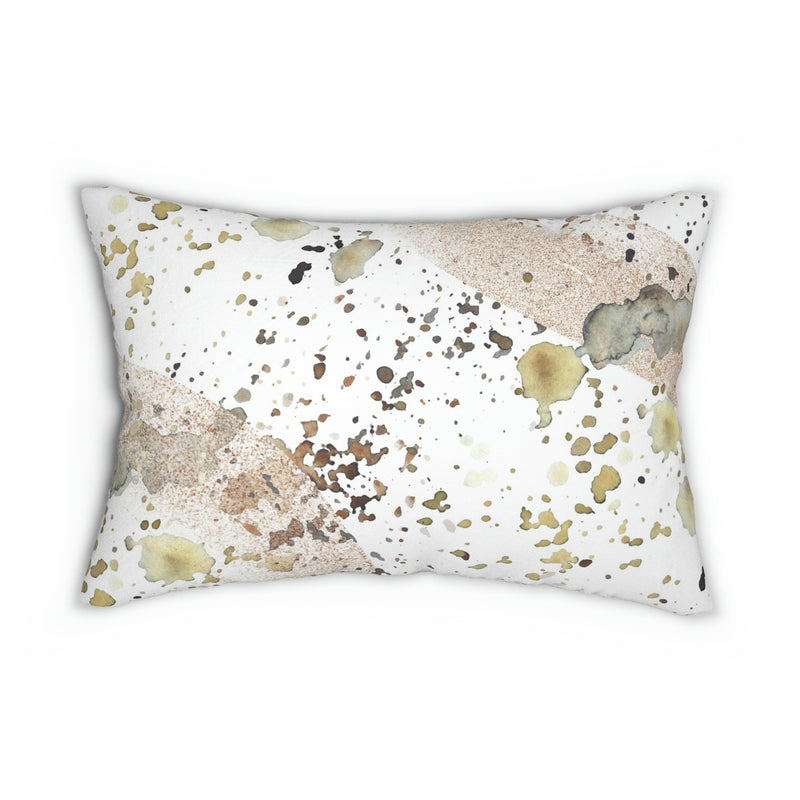 Boho Lumbar Pillow | White Beige Splashes