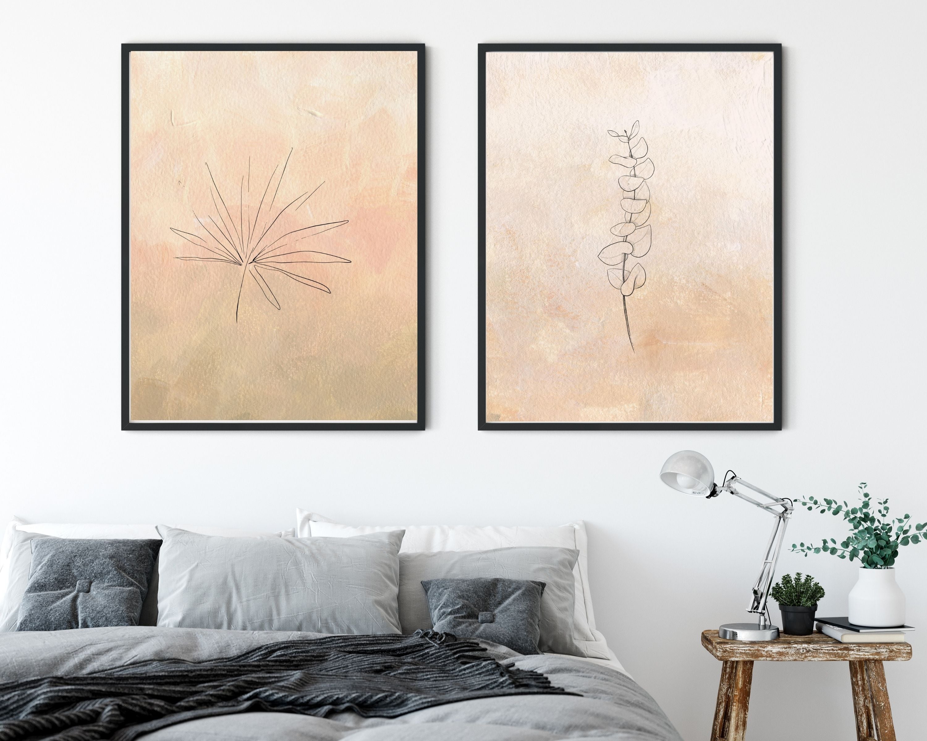 Abstract Terracotta Art Prints | Beige Palm Leaf