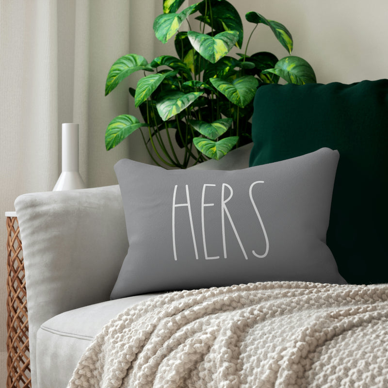 With Saying Lumbar Pillow | Grey | Hers