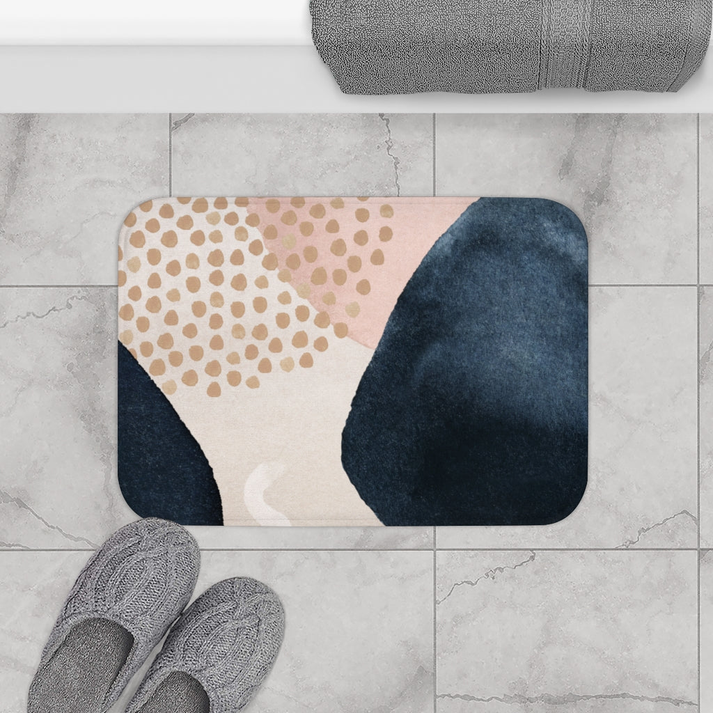 Navy and Beige Boho Bath Mat