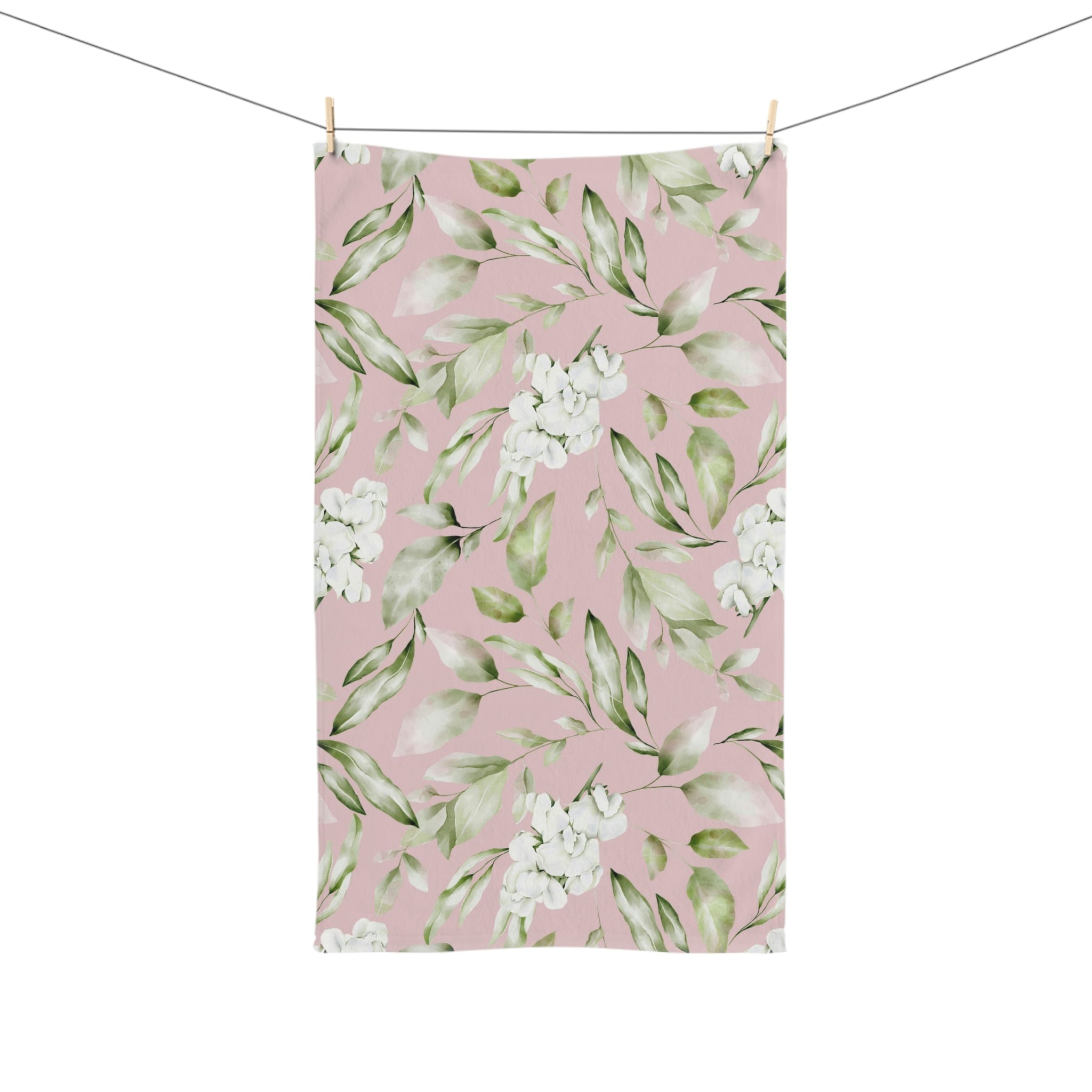 Kitchen, Bath Hand Towel | Blush Pink Sage Green, Orchids floral