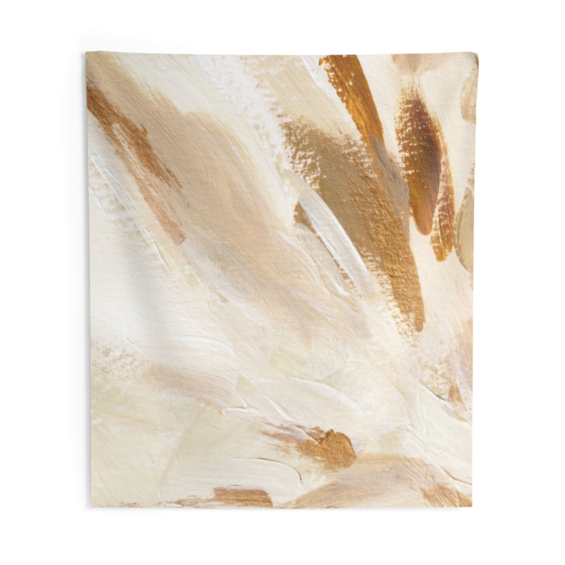 Abstract Tapestry | White Beige Yellow Paint Strokes
