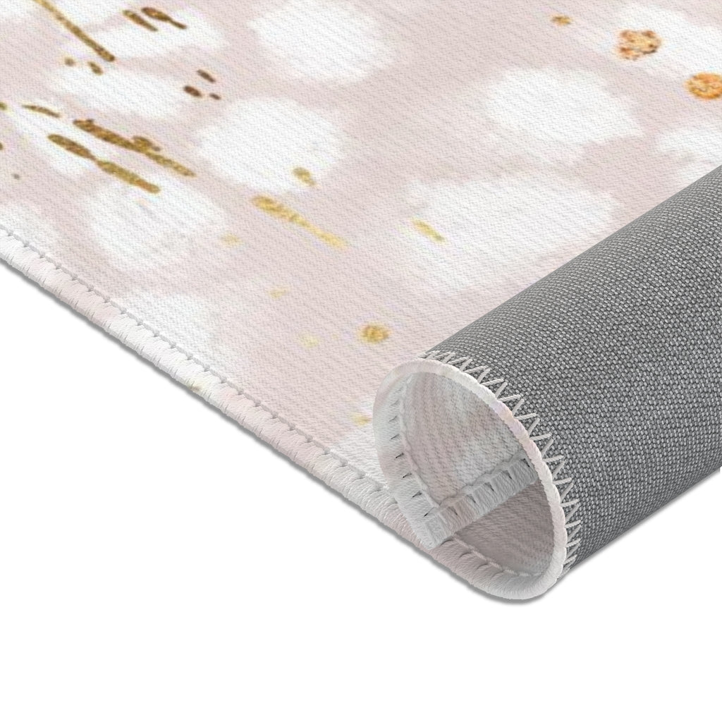 Boho Area Rug |  Blush Pink White Gold