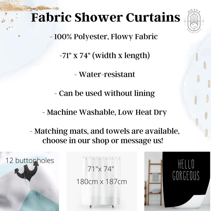 Abstract Boho Shower Curtain | Cream Beige Black