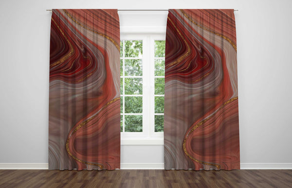 Marble Window Curtains | Crimson Orange