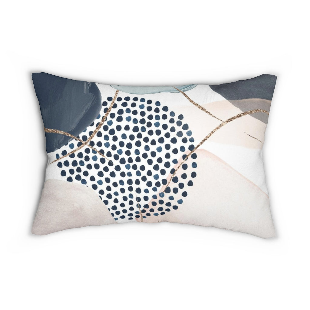 Abstract Boho Lumbar Pillow | Navy Blue Beige