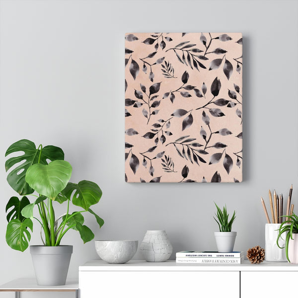 FLORAL WALL CANVAS ART | Blush Pink Grey Garden Leaves