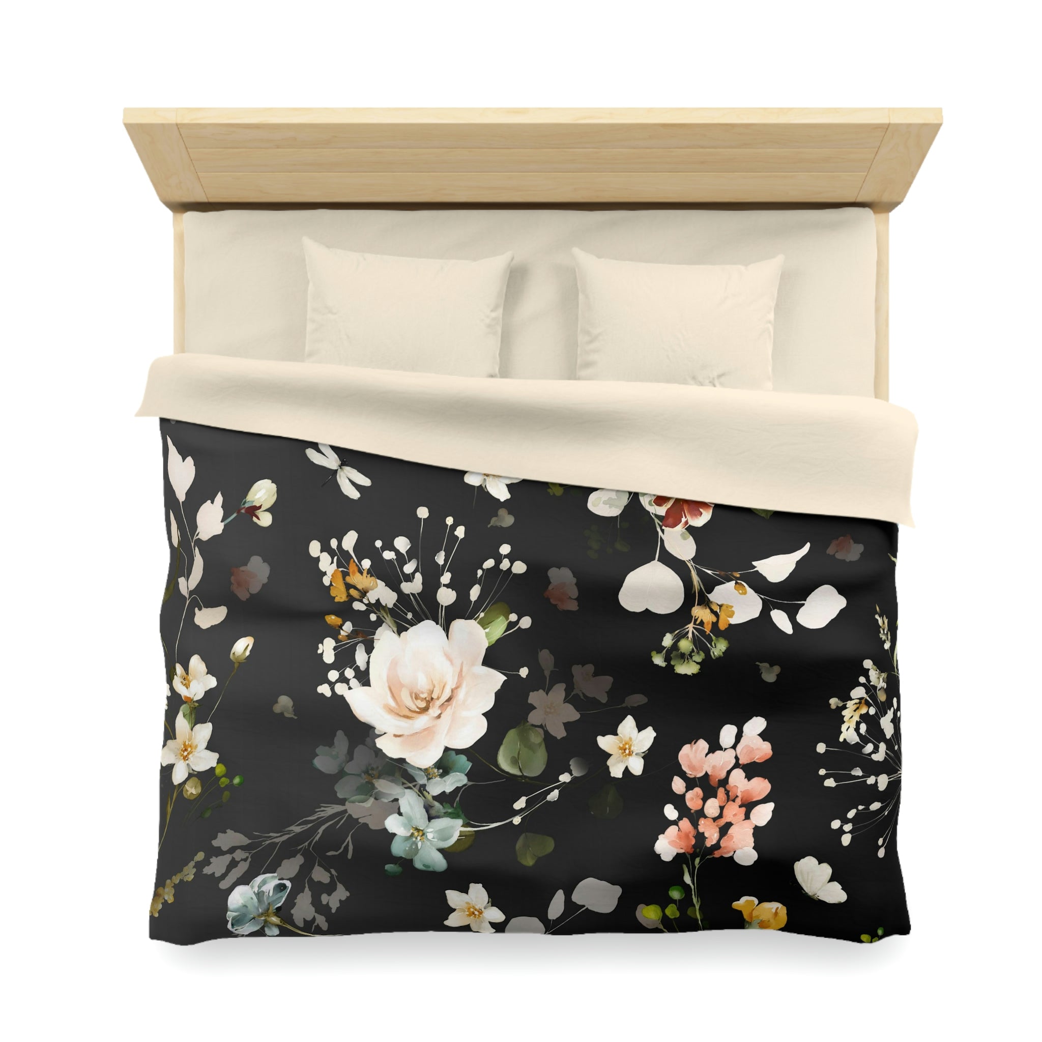 Floral Duvet Cover | Black Ivory Garden