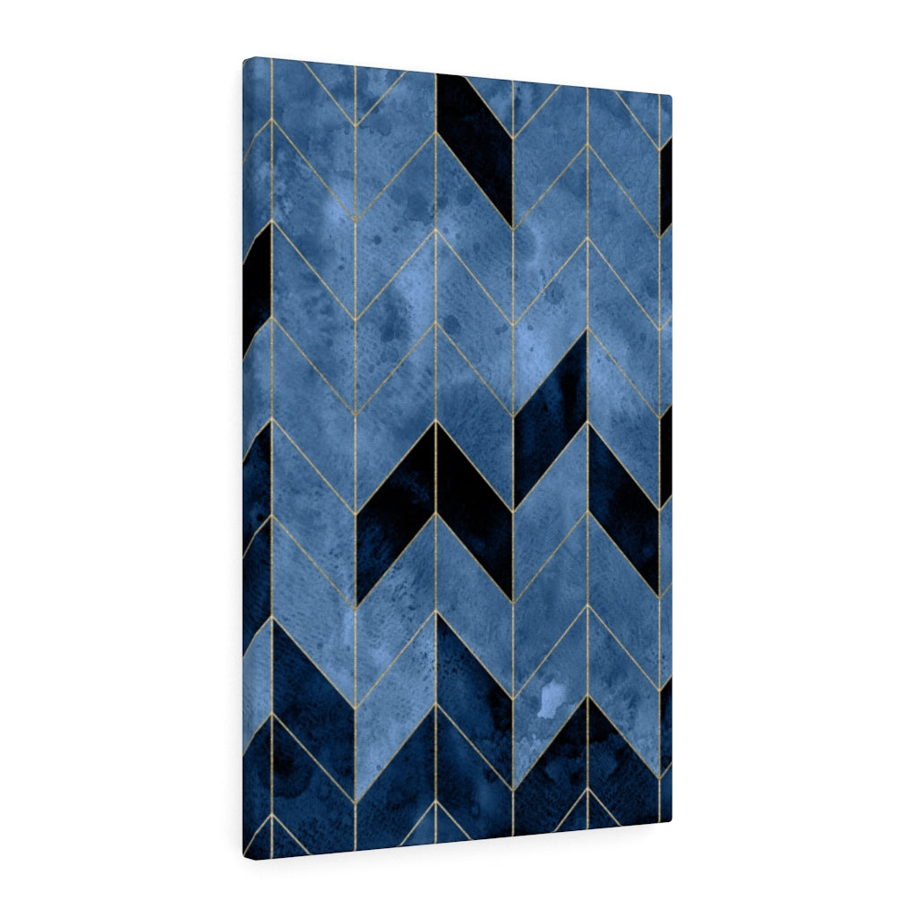 ABSTRACT WALL CANVAS ART | Black Gold Blue