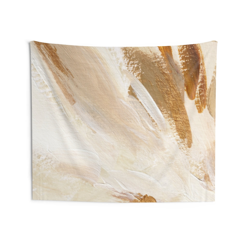 Abstract Tapestry | White Beige Yellow Paint Strokes