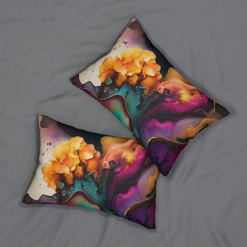 Lumbar Pillow | Abstract Teal Beige