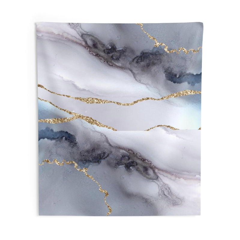 Abstract Tapestry | Blue Grey Indigo Gold