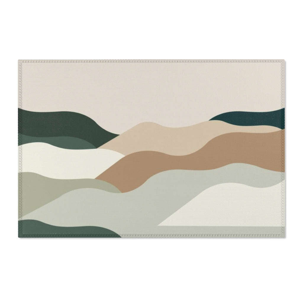 Abstract Boho Area Rug | Beige Green Cream