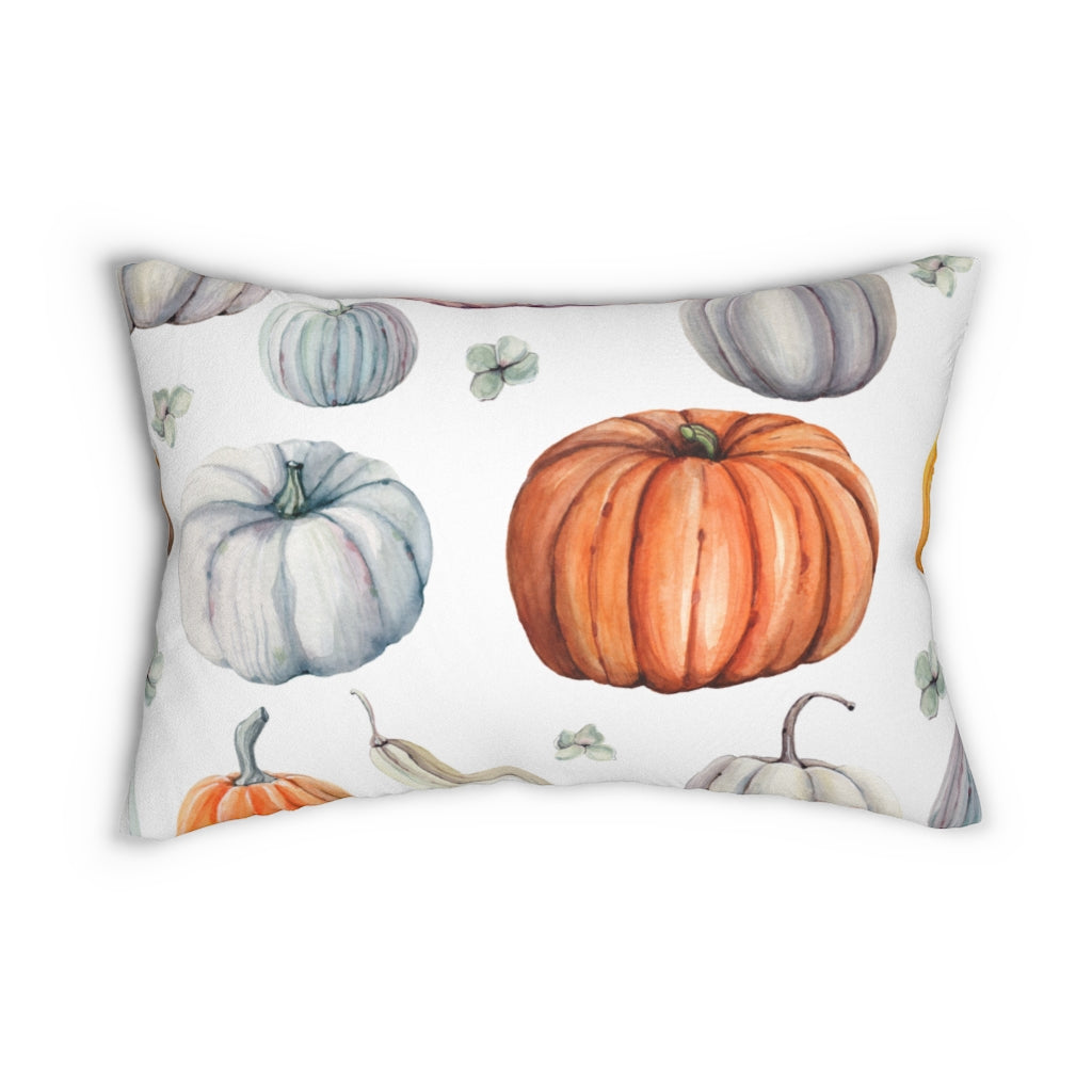 Abstract Boho Lumbar Pillow | White Grey | Pumpkins