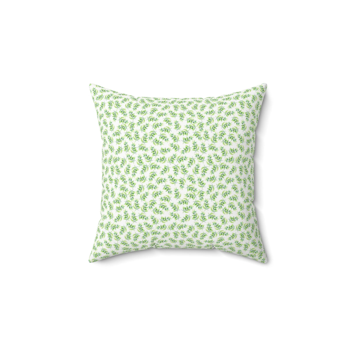 Boho Square Pillow Cover | Green Beige Leaves