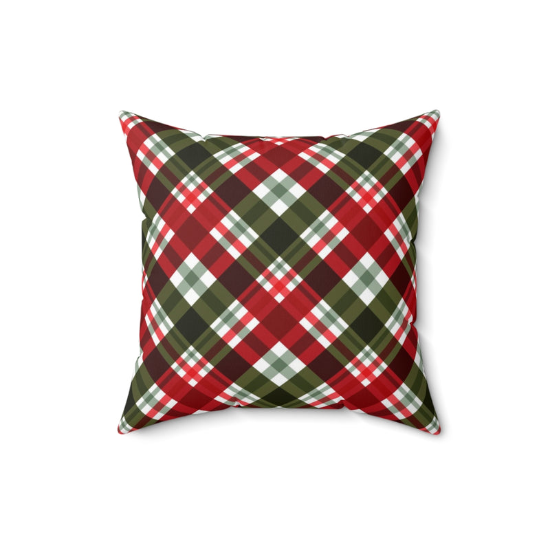 Christmas Square Pillow Cover | Green red White Plaid