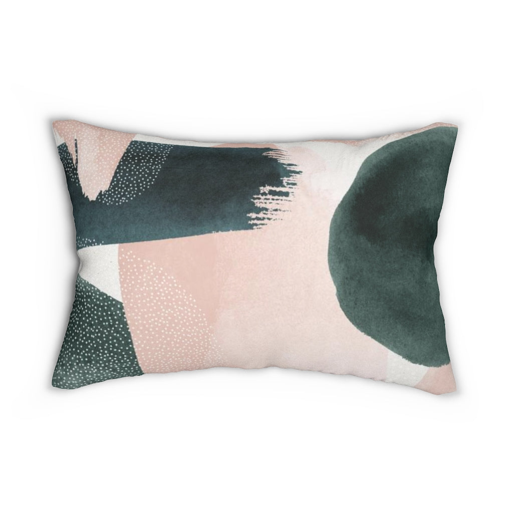 Abstract Boho Lumbar Pillow | Blush Pink Green