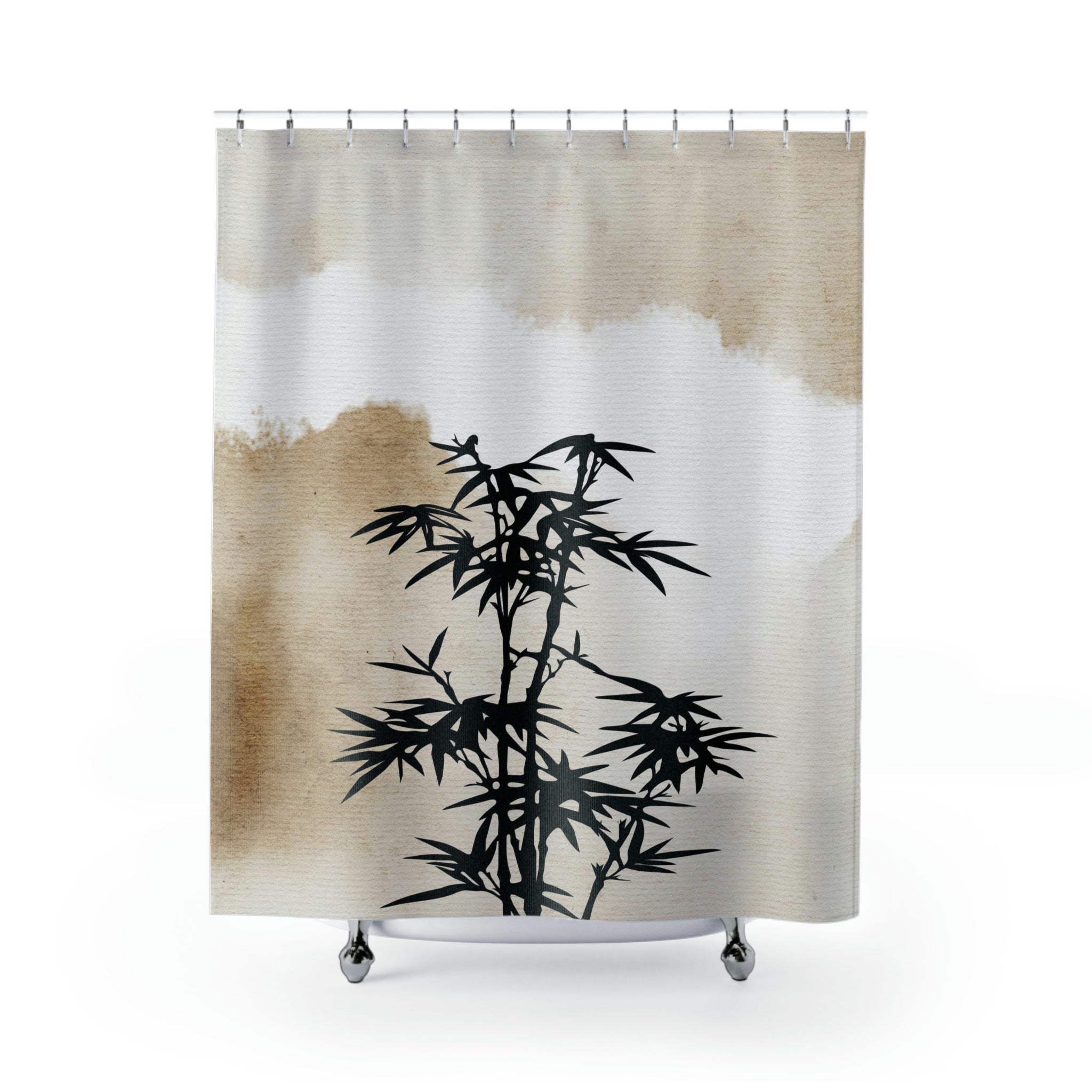 Abstract Shower Curtain | Beige Ombre Bamboo