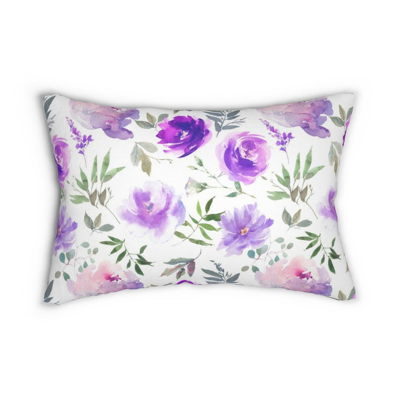 Floral Boho Lumbar Pillow | Purple Peonies