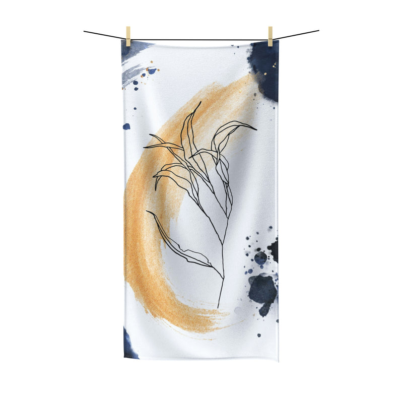 Abstract Boho Bath Towel | Navy Blue White Beige