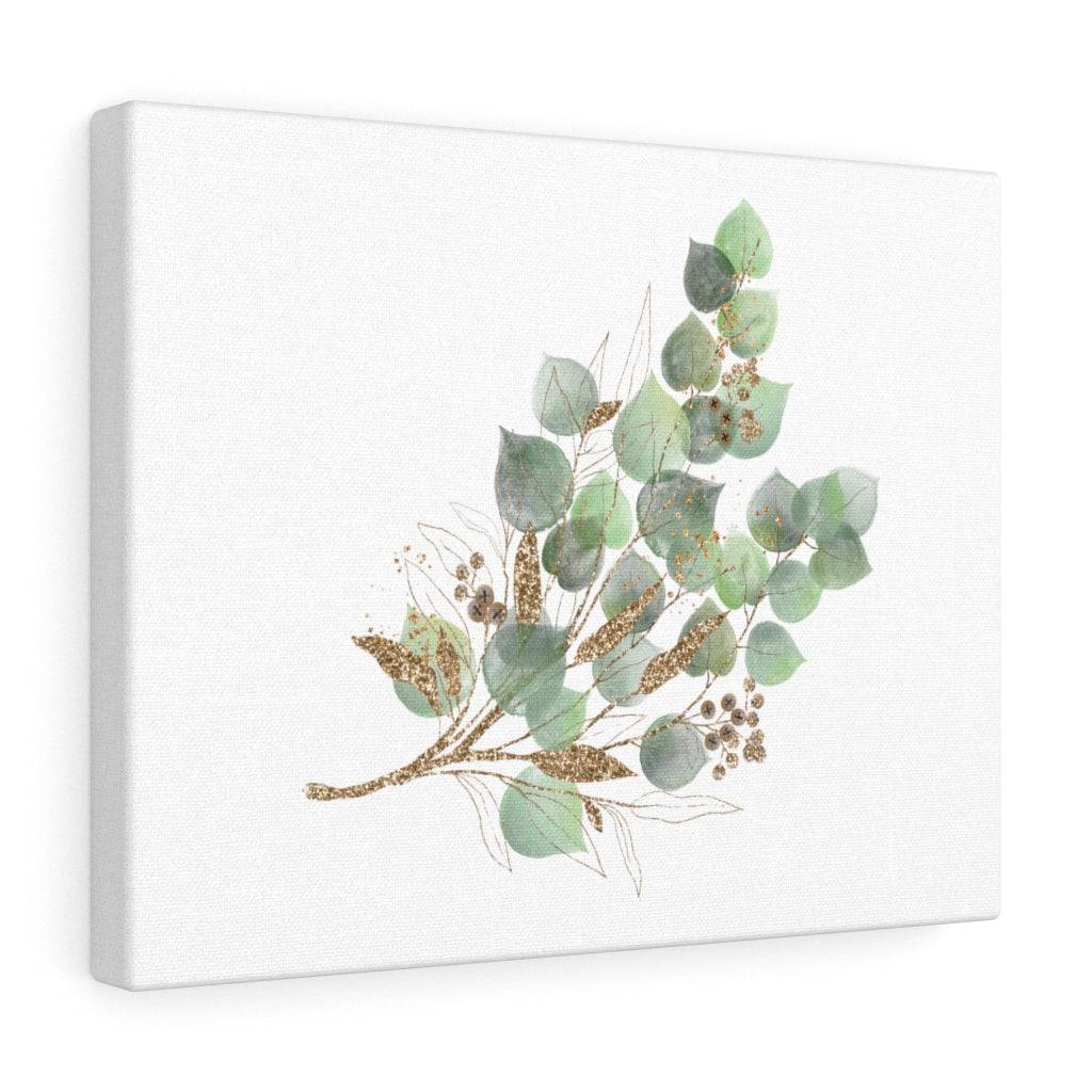 Green and Gold Eucalyptus Canvas Watercolor Wall Art