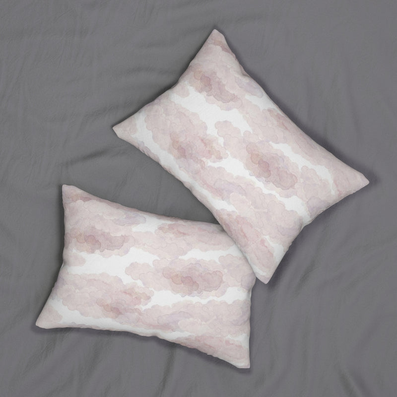 Abstract Boho Lumbar Pillow | Pastel Pink White
