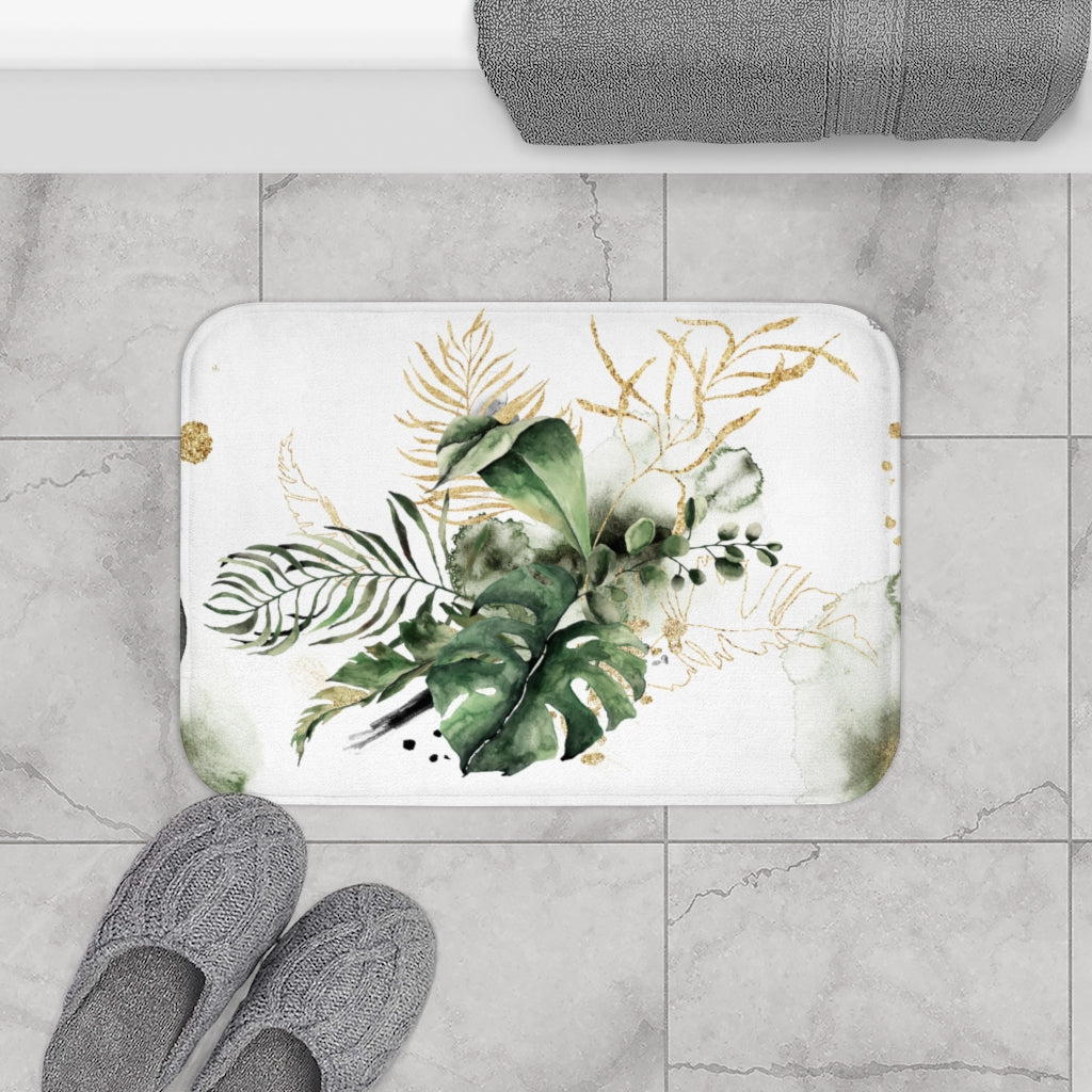 monstera leaf bath mat Monstera Leaves Bath Mat 34" × 21" Large