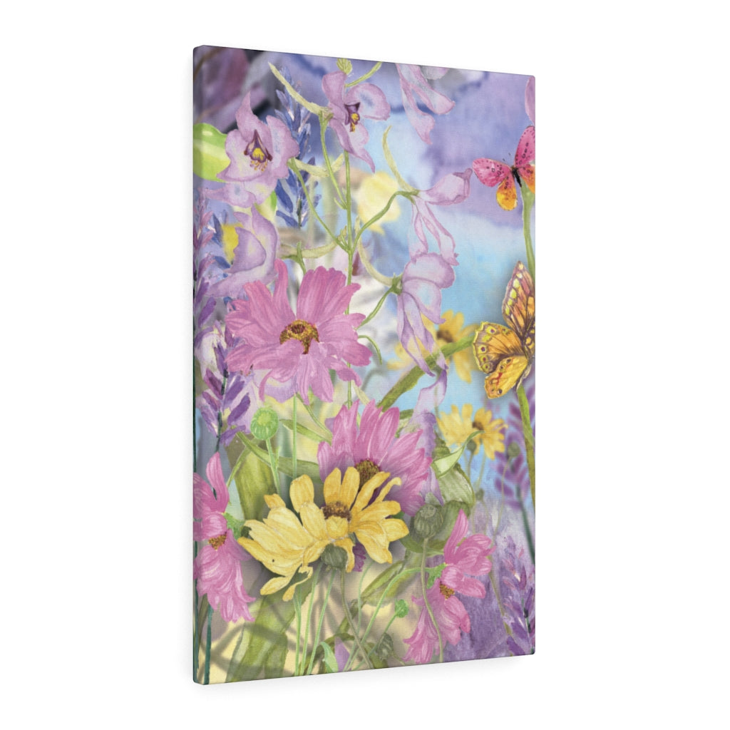 FLORAL WALL CANVAS ART | Purple Pink Yellow