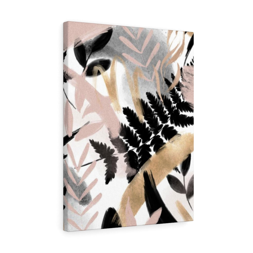 FLORAL WALL CANVAS ART | White Gold Black Pink