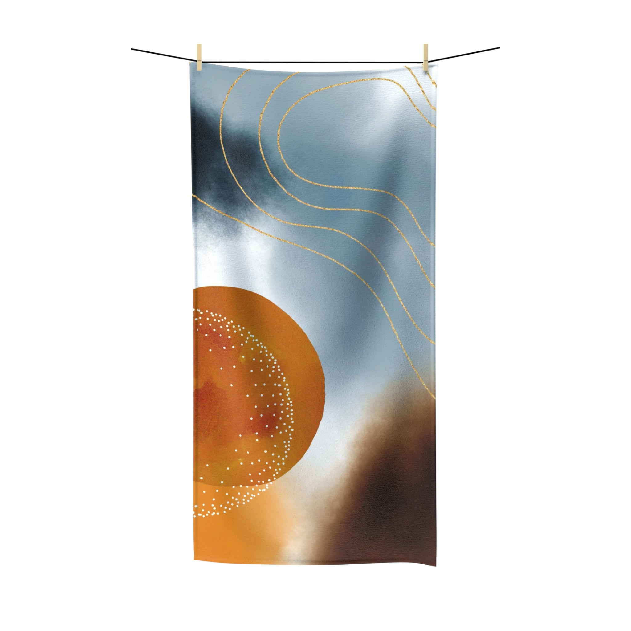 Blue Rust Orange, Minimalist, Abstract Bath Towel