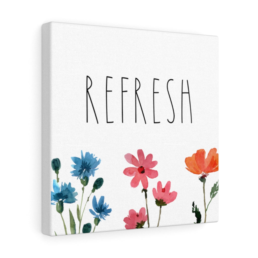 FLORAL WALL CANVAS ART | With Saying | Pink Blue Orange