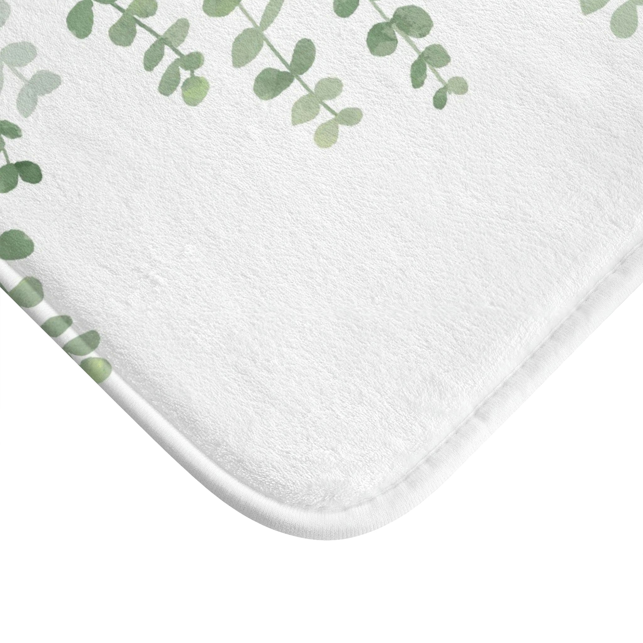 Eucalyptus Floral Soft Bath Kitchen Mat | Sage Green, White